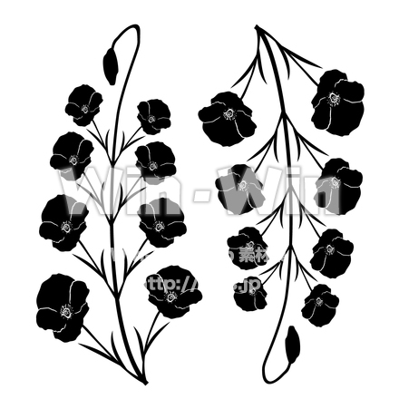 ヒナゲシ_2のシルエット素材 W-027460