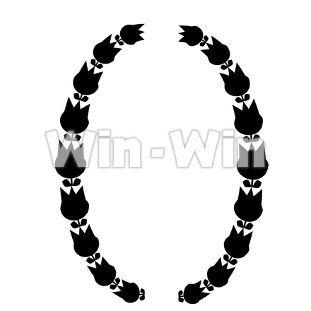 チューリップの花輪アレンジのシルエット素材 W-026065