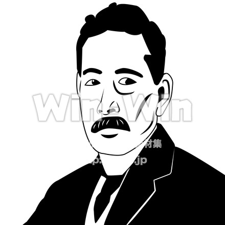 夏目漱石のシルエット素材 W-027146