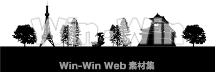 愛知の街並みのシルエット素材 W-026157