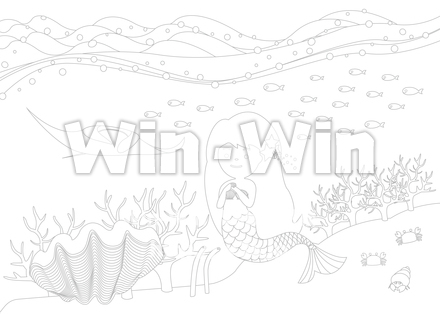 人魚姫_線画のCG・イラスト素材 W-027845