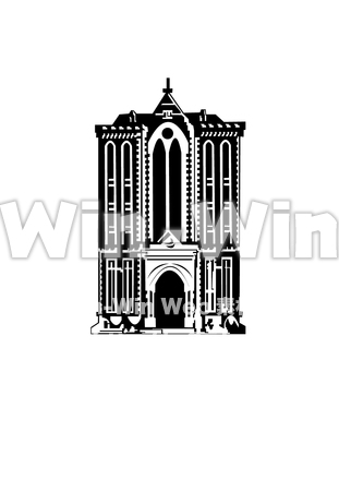 慶応大学校舎のシルエット素材 W-026085