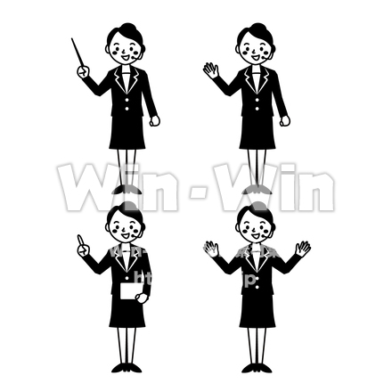 プレゼンをする女性のシルエット素材 W-027595