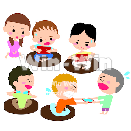 対戦ゲームをしている子供のCG・イラスト素材 W-027943