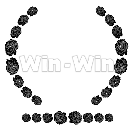 芍薬　花　ブラシのシルエット素材 W-026403