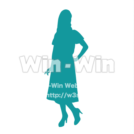 ポーズをとる女性のシルエット素材 W-027515