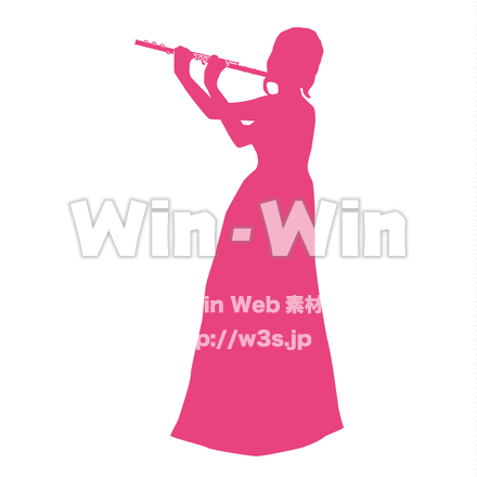 演奏する女性のシルエット素材 W-027514