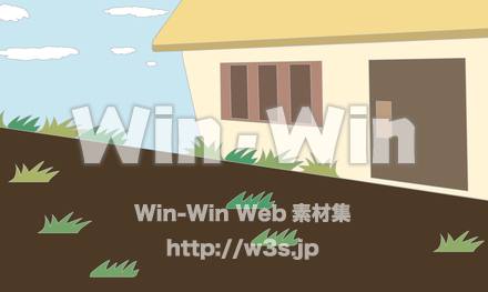 家と土の道（背景）のCG・イラスト素材 W-027888