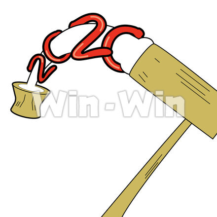 餅つきと2020の文字のCG・イラスト素材 W-026356