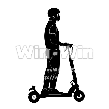 電動キックボードのシルエット素材 W-027805