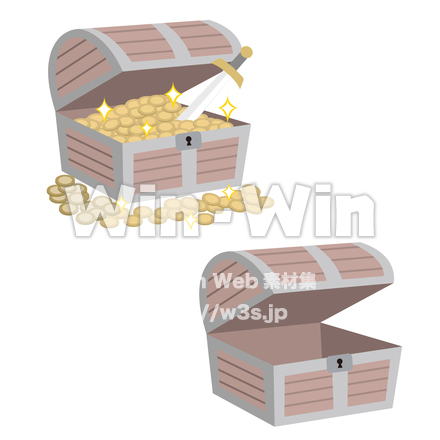 海賊の宝（お宝いっぱい・空っぽ）のCG・イラスト素材 W-029610