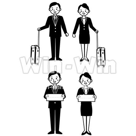 出張に行くビジネスマンのシルエット素材 W-028570