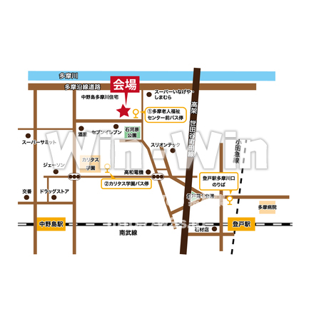 多摩老人福祉センター地図のCG・イラスト素材 W-028132