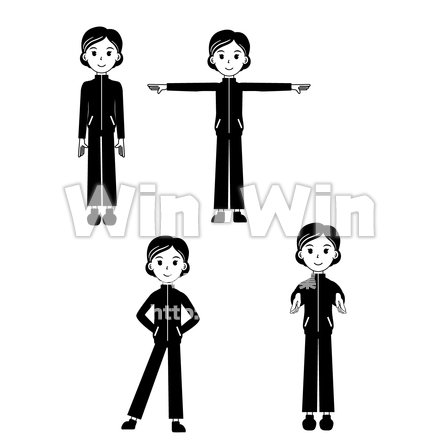 整列運動のシルエット素材 W-028434