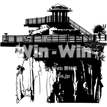 恋人岬のシルエット素材 W-029541