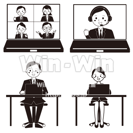 シルエットサラリーマン（リモートワーク）のシルエット素材 W-029398