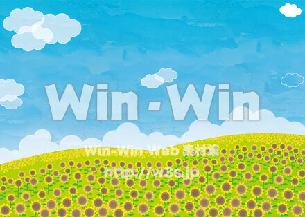 ひまわり畑と青空のCG・イラスト素材 W-029899