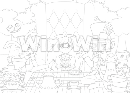 不思議の国のアリス（お茶会・塗り絵）のCG・イラスト素材 W-028012