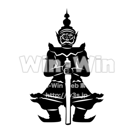 ワットプラケオの鬼の像のシルエット素材 W-029092