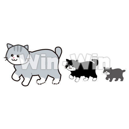 ネコ3匹のCG・イラスト素材 W-028955