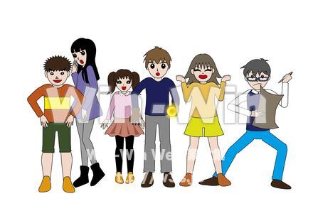 冒険する6人グループのCG・イラスト素材 W-028671