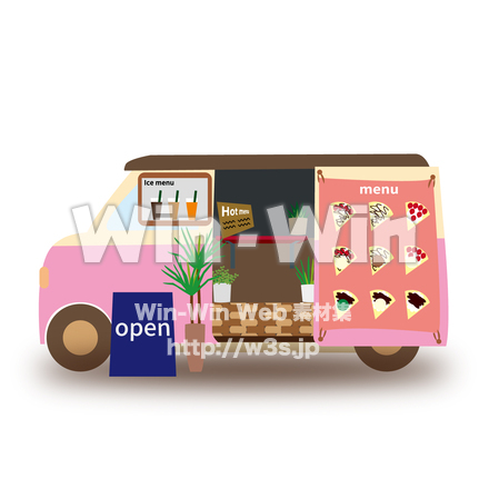 キッチンカー　クレープ屋さんのCG・イラスト素材 W-028674