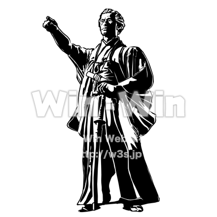 勝海舟のシルエット素材 W-029547