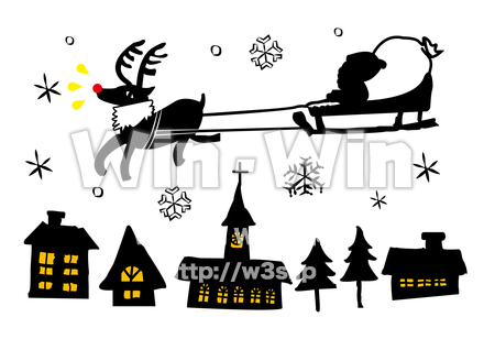 クリスマスの街並みのシルエット素材 W-029257