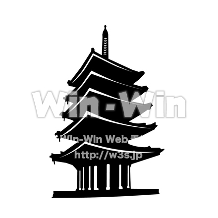 五重塔のシルエット素材 W-029746