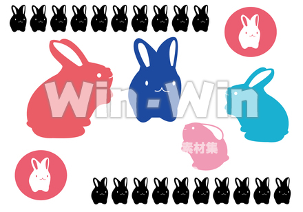 うさぎのシルエット素材 W-029309