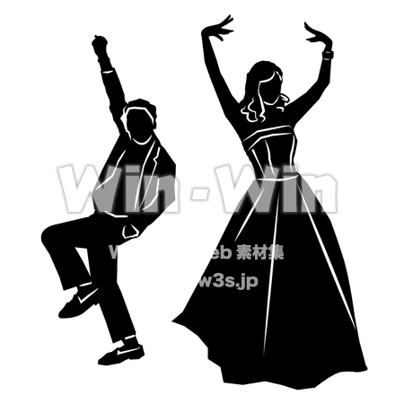 踊る人のシルエット素材 W-028817