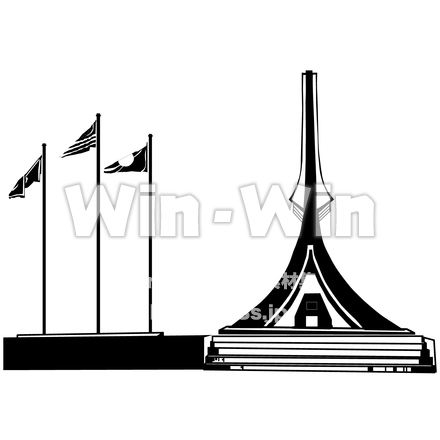平和慰霊公苑のシルエット素材 W-029540