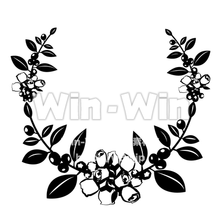 ブルーベリー花輪のシルエット素材 W-028839