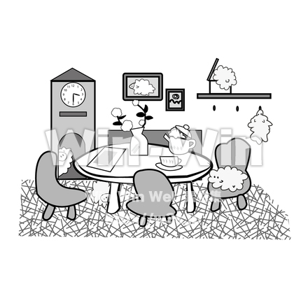 かくれんぼ７匹のシルエット素材 W-029417