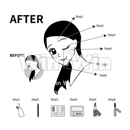 メイクアップのシルエット素材 W-028486