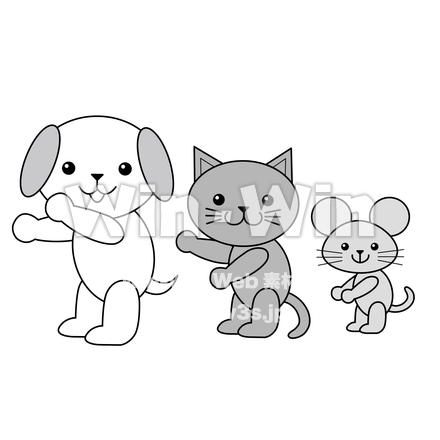 おおきなかぶ登場動物のシルエット素材 W-028211