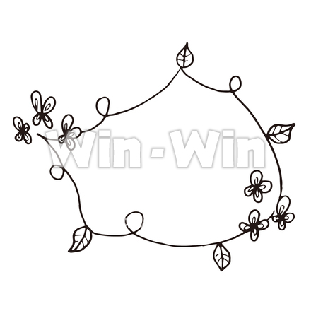 フレーム（草花）枠のシルエット素材 W-029325