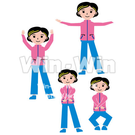 ラジオ体操　一部　カラー版のCG・イラスト素材 W-029140