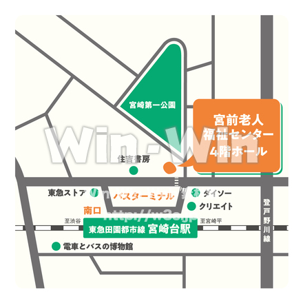 宮前老人福祉文化センター_地図のCG・イラスト素材 W-028727