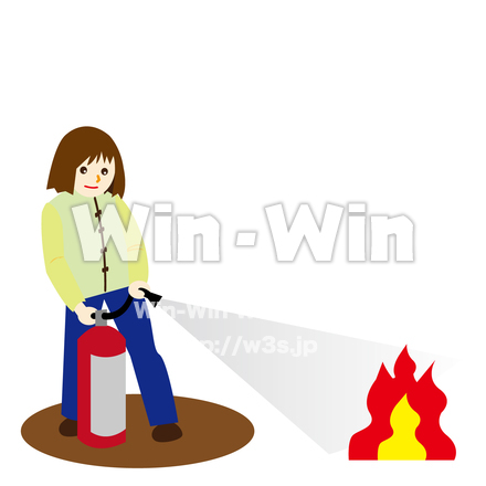 防災訓練（消火器）のCG・イラスト素材 W-028380