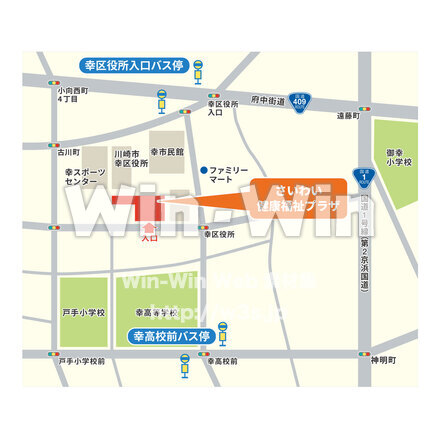 地図　さいわい健康福祉プラザのCG・イラスト素材 W-029347