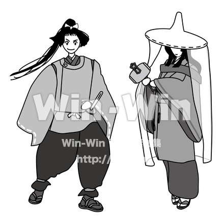 一寸法師とお姫様のシルエット素材 W-029755