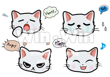 喜怒哀楽ネコのCG・イラスト素材 W-029244