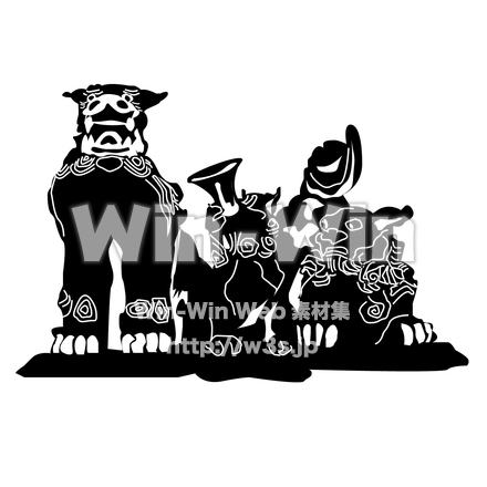 シーサーのシルエット素材 W-028384