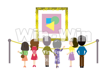 美術館で絵の鑑賞をするグループのCG・イラスト素材 W-029885