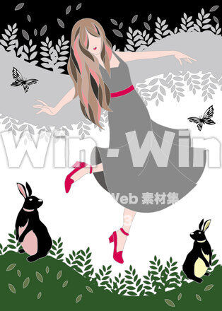 童話「赤い靴」塗り絵出来上がり例のCG・イラスト素材 W-028075