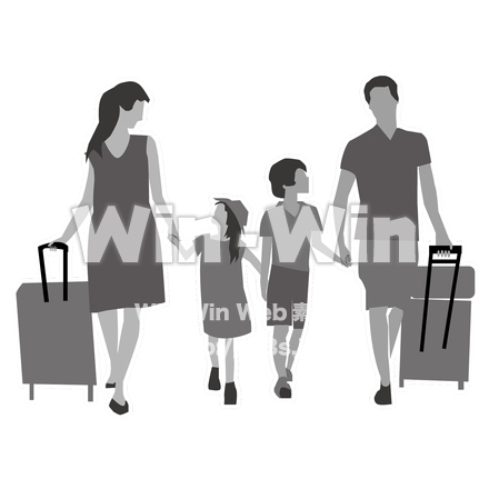 家族旅行のシルエット素材 W-028760