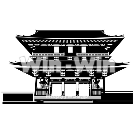 金剛峯寺・大門のシルエット素材 W-028492