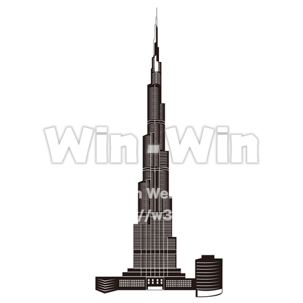 ブルジュ・ハリファのシルエット素材 W-029314