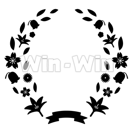 花フレームのシルエット素材 W-028711